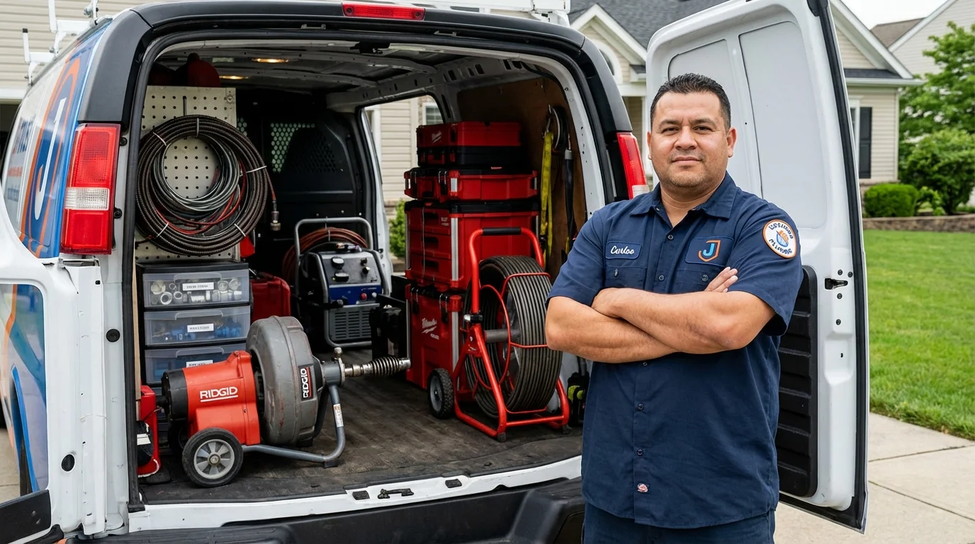 Professional drain cleaning equipment and Johns Plumbing LLC plumber in Whitwell