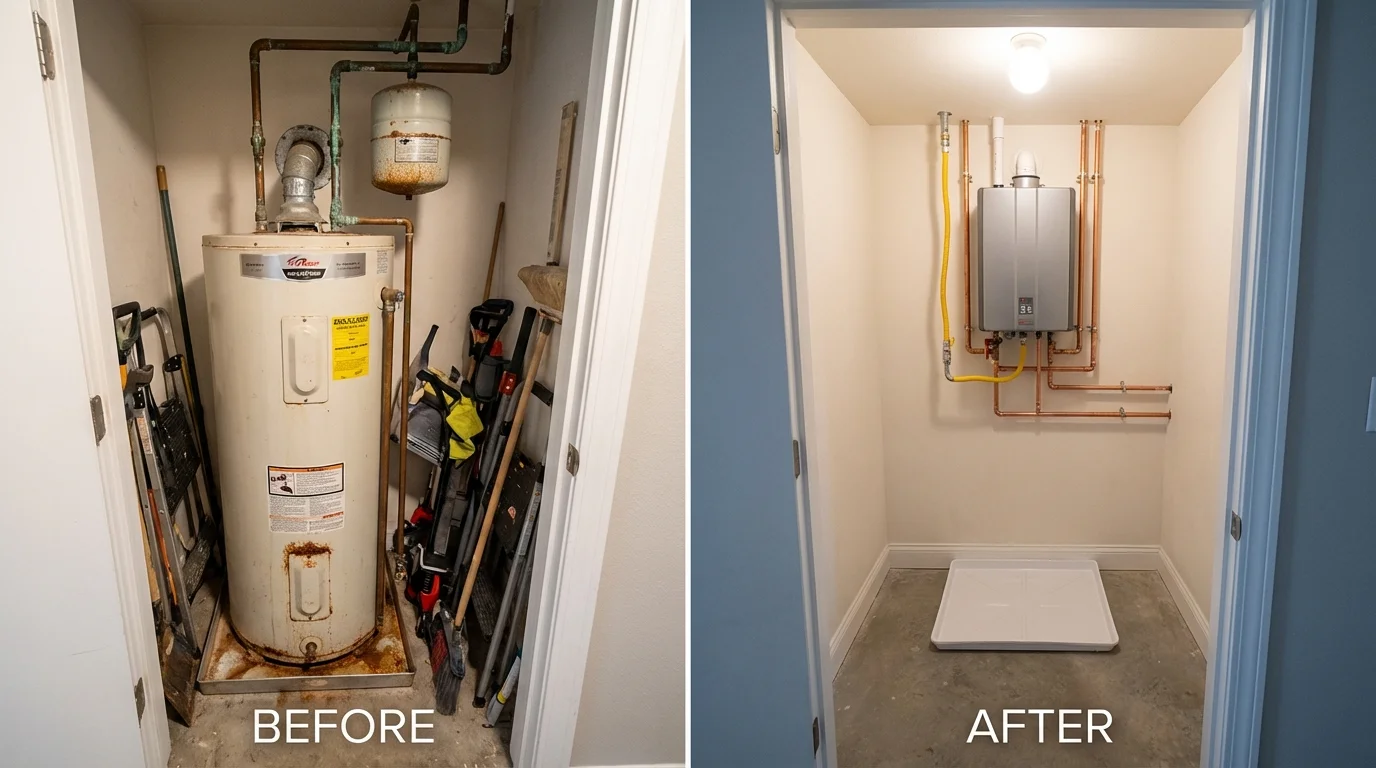 Tank water heater versus wall-mounted tankless unit comparison for Whitwell, TN homeowners